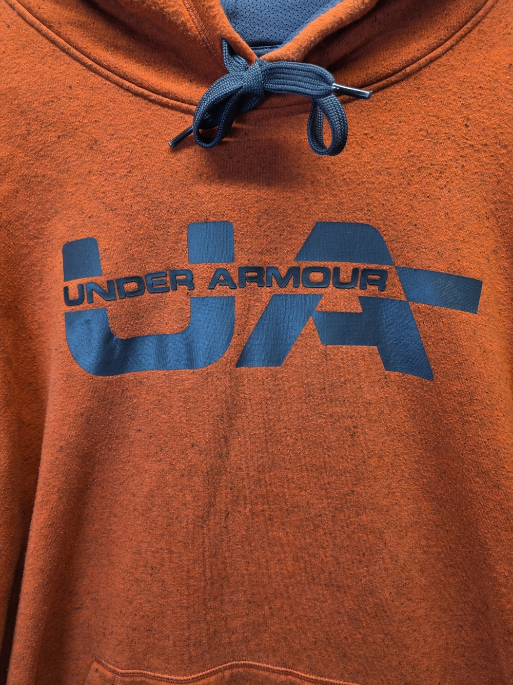 Under Armour Men's Orange UA Logo Hoodie Kangaroo Front Pocket Size XXL - Picture 2 of 11